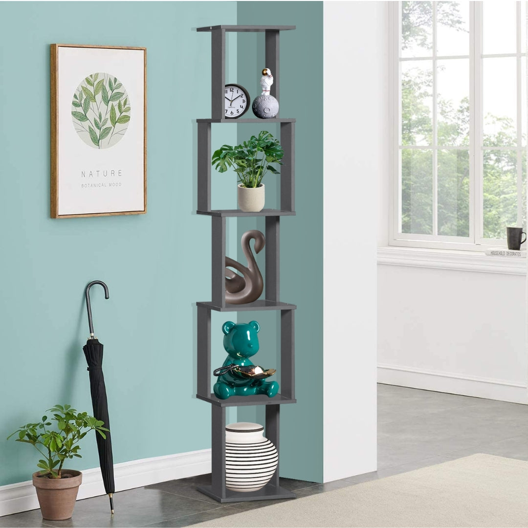 Five-story Malaysian Wood Square Shelf Unit