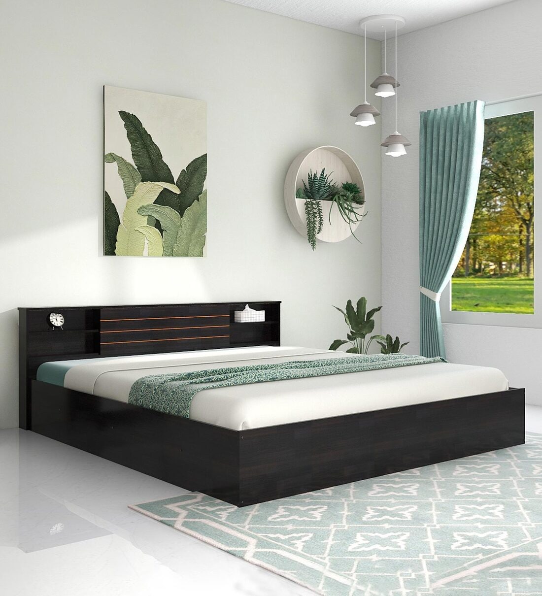 Osaka Queen Size Bed in Wenge Coour with Box Storage