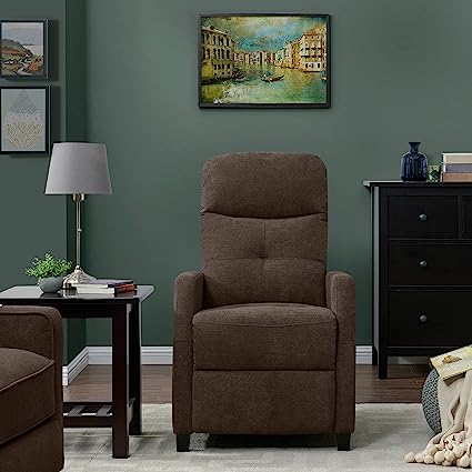 Annika Brown Chenille Upholstered Push Back Recliner Chair