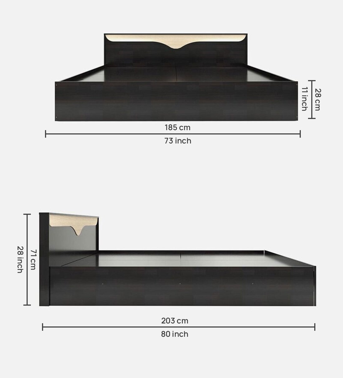 Nova Bed in Wenge Finish with Box Storage