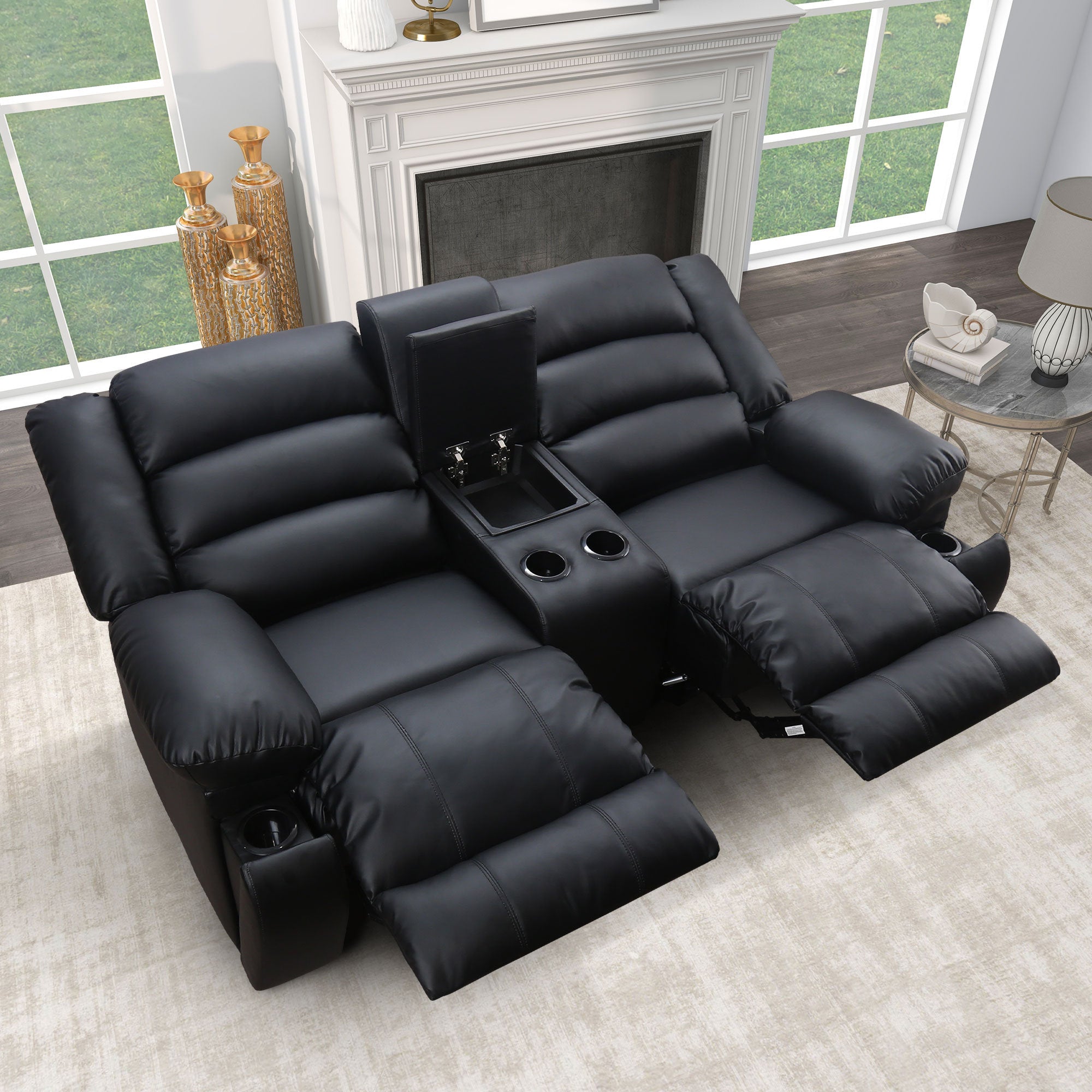Holly Modern Manual Reclining Sofa with Cup Holders