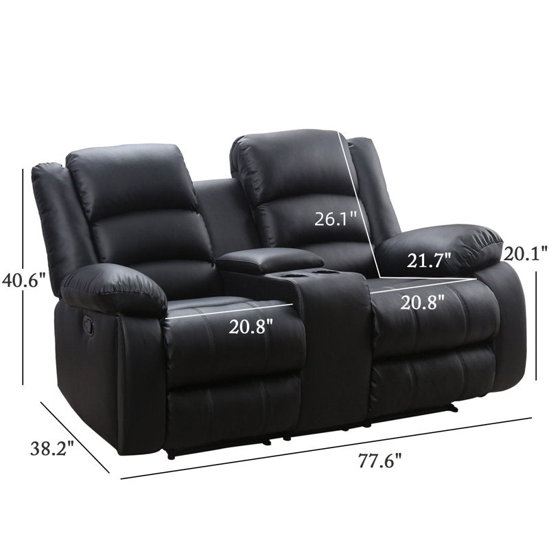 Holly Modern Manual Reclining Sofa with Cup Holders