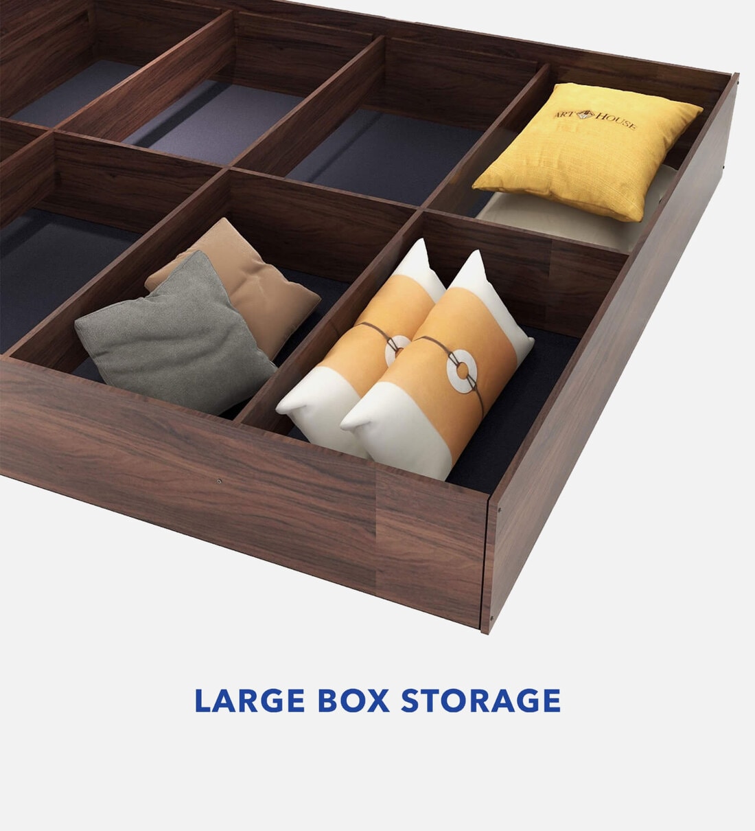 Julo Bed In Walnut Melamine Finish With Box Storage