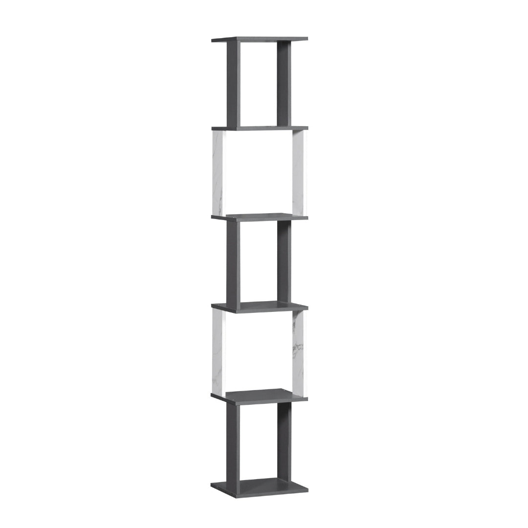 Five-story Malaysian Wood Square Shelf Unit