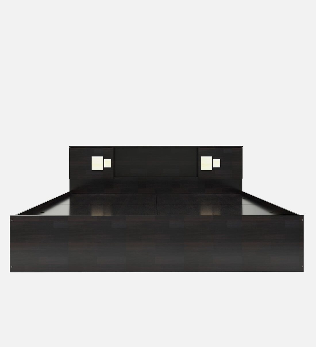 Nexa Bed with Box Storage & Headboard Storage in Brown Finish