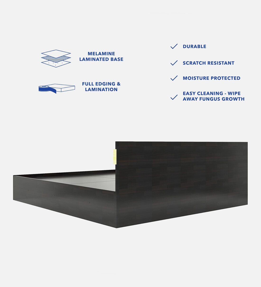 Ruben King Size Bed with Box Storage in Brown Finish