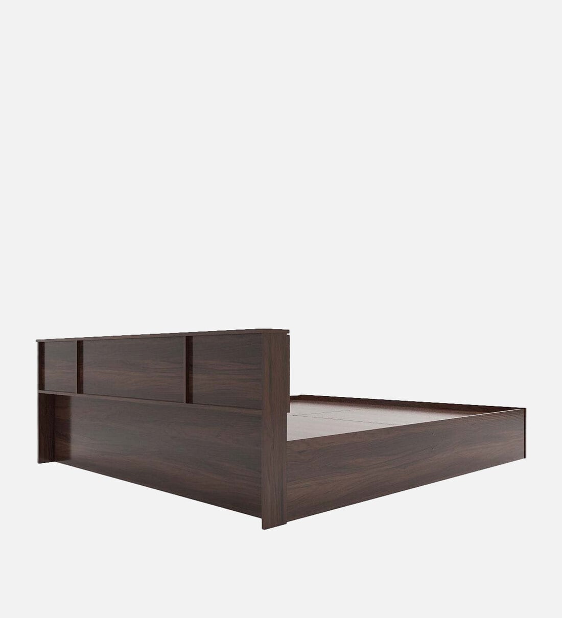 Siena King Size Bed In Walnut Melamine Finish With Box & Headboard Storage