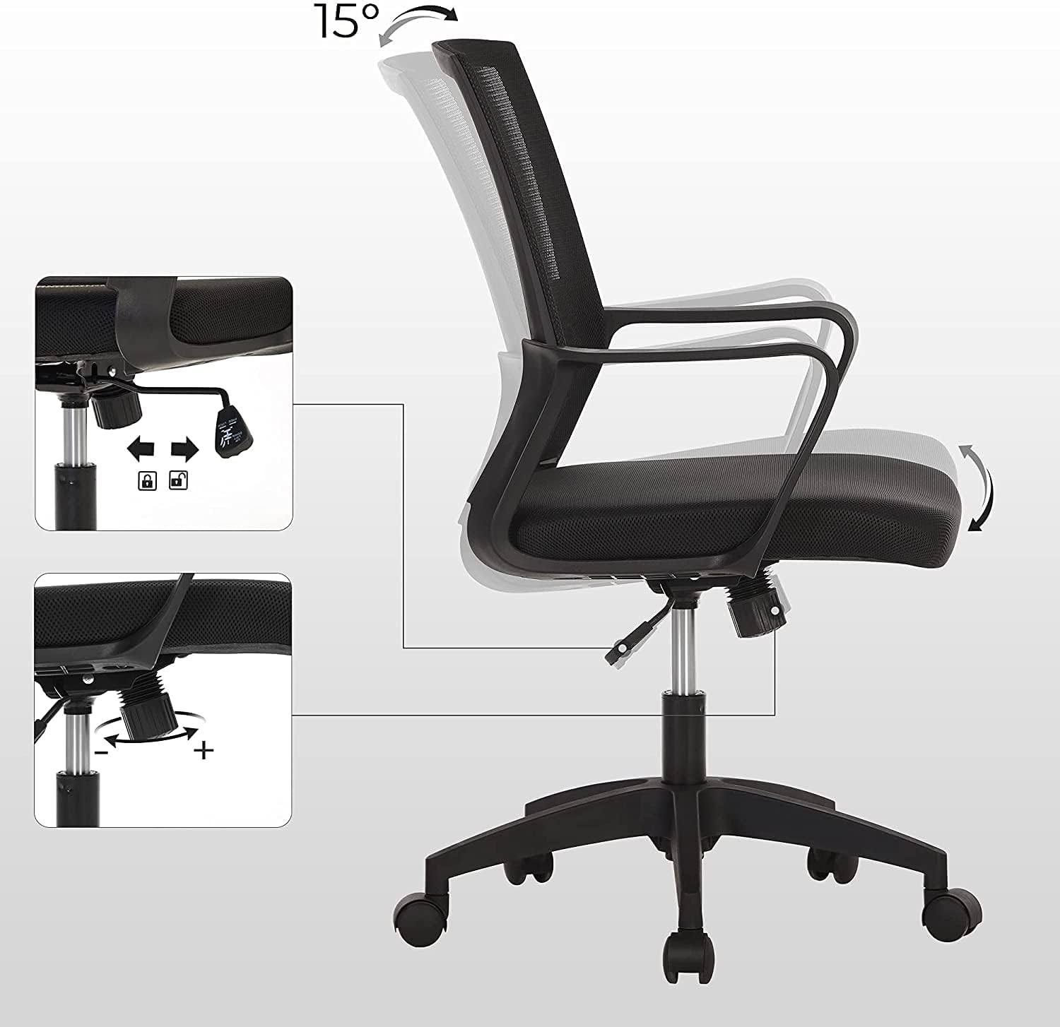 ErgoFlex Medium Back Ergonomic Mesh Office Chair