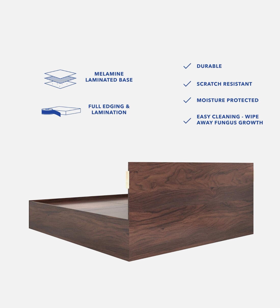 Julo Bed In Walnut Melamine Finish With Box Storage