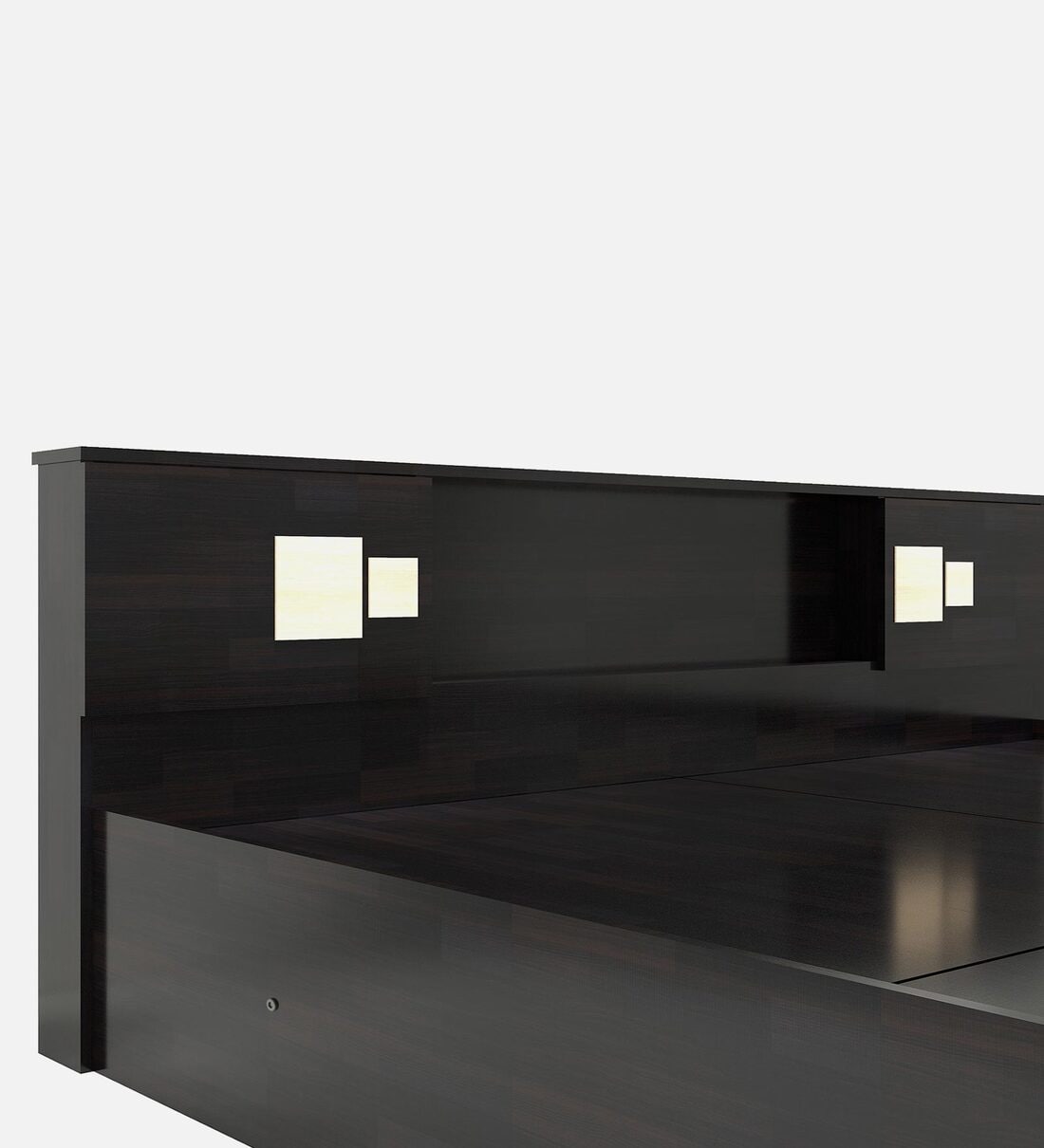 Nexa Bed with Box Storage & Headboard Storage in Brown Finish