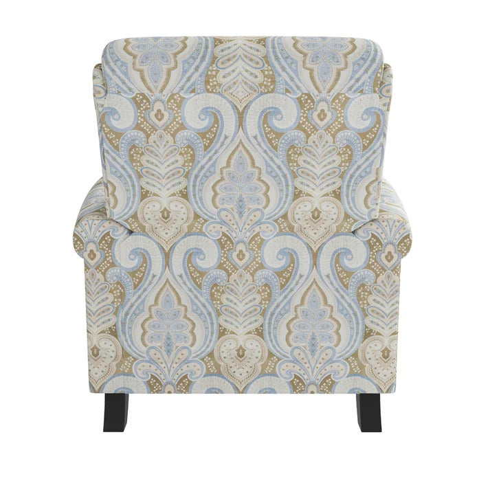 Sofi Print Fabric with Bronze Nail head Trim Push Back Recliner in multi color
