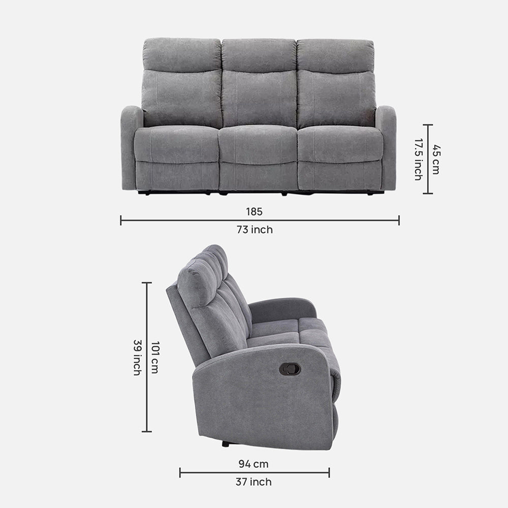 Opulent 3 + 2+ 1 Seater Manual Recliner in Grey Color