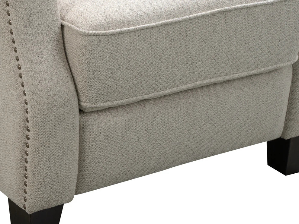 Bantia Calvin Fabric Tufted Push-Back Recliner - Cream