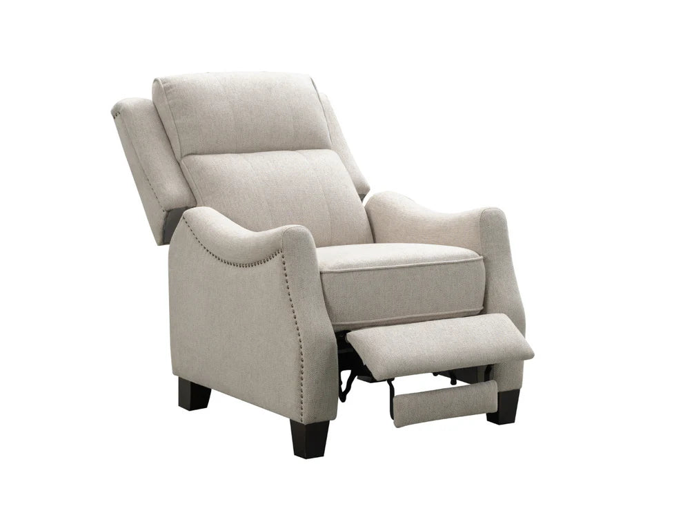 Bantia Calvin Fabric Tufted Push-Back Recliner - Cream