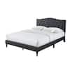 Bantia Driftwood Charcoal Gray Upholstered Queen Platform Bed with Tufted Arched Headboard