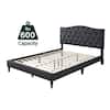 Bantia Driftwood Charcoal Gray Upholstered Queen Platform Bed with Tufted Arched Headboard