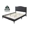 Bantia Dogwood Charcoal Gray Upholstered Queen Platform Bed with Arched Nailhead Headboard