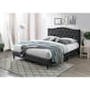 Bantia Driftwood Charcoal Gray Upholstered Queen Platform Bed with Tufted Arched Headboard