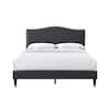 Bantia Dogwood Charcoal Gray Upholstered Queen Platform Bed with Arched Nailhead Headboard
