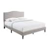 Bantia Dogwood Sand Beige with Arched Nailhead Headboard Upholstered Queen Platform Bed