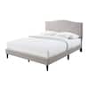 Bantia Dogwood Sand Beige with Arched Nailhead Headboard Upholstered Queen Platform Bed