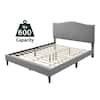 Bantia Dogwood Stone Silver Upholstered Queen Platform Bed with Arched Nailhead Headboard