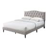Bantia Driftwood Sand Beige Upholstered Queen Platform Bed with Tufted Arched Headboard