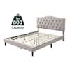 Bantia Driftwood Sand Beige Upholstered Queen Platform Bed with Tufted Arched Headboard