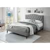 Bantia Driftwood Stone Silver Upholstered Queen Platform Bed with Tufted Arched Headboard