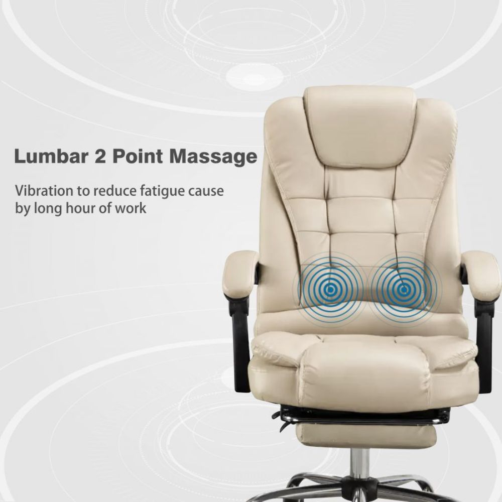 Harward Office Chair With Massager & Footrest In Beige Colour