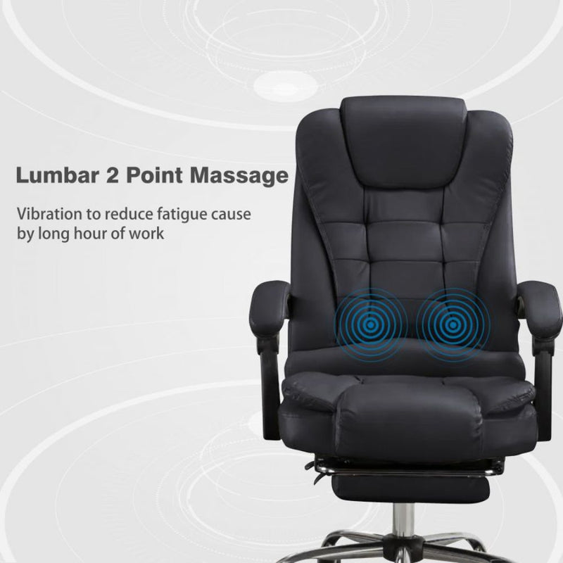 Harward Office Chair With Massager & Footrest In Black Colour