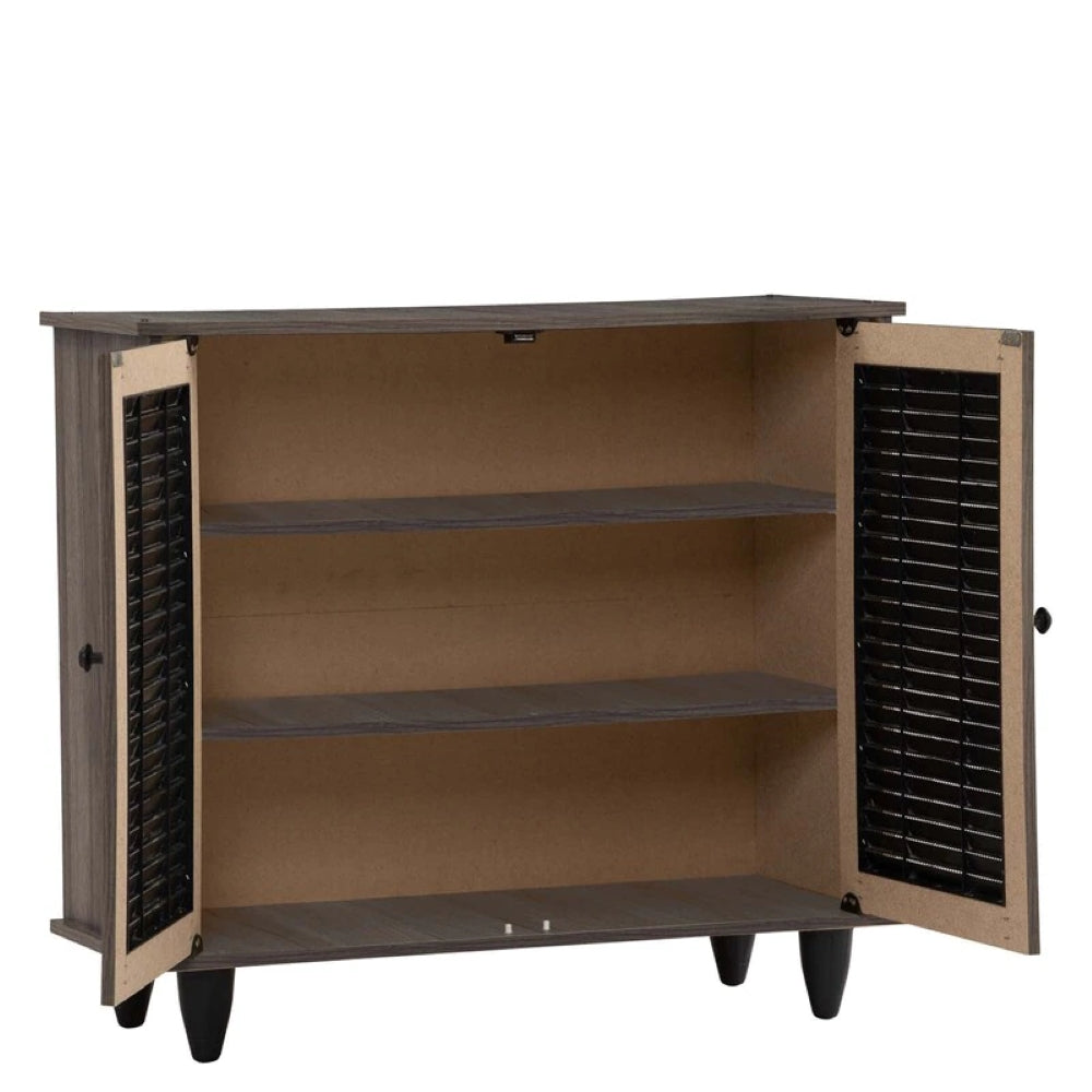 Foreign 2 Door Shoe Cabinet In Fleton Oak Finish