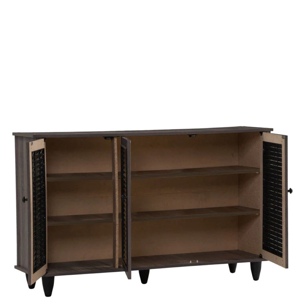 Foreign 3 Door Shoe Cabinet In Fleton Oak Finish