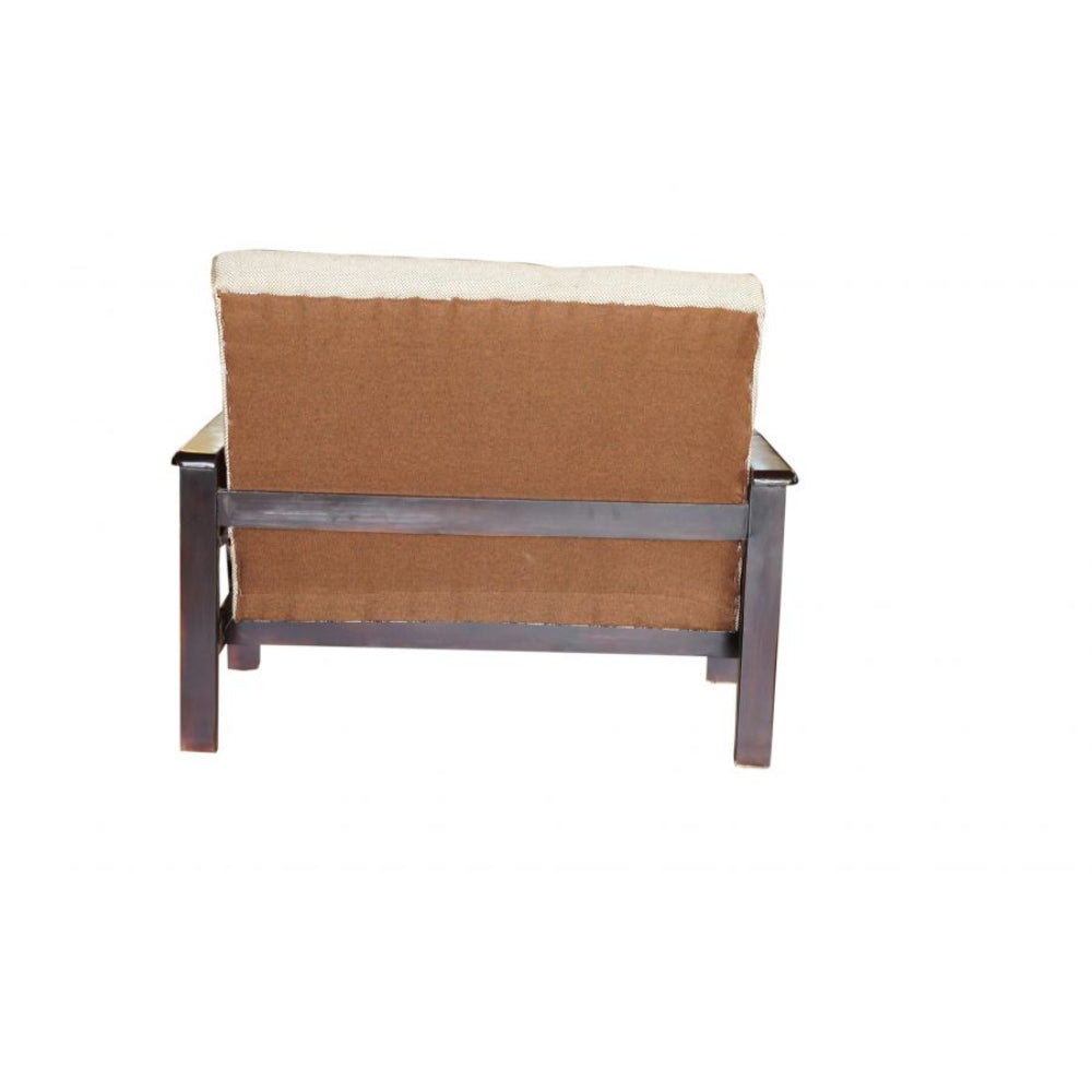 Bantia Oak Wood 3+2+2 Sofa Set In Cream and Brown Colour Judy Fabric