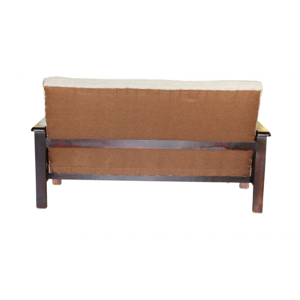 Bantia Oak Wood 3+2+2 Sofa Set In Cream and Brown Colour Judy Fabric