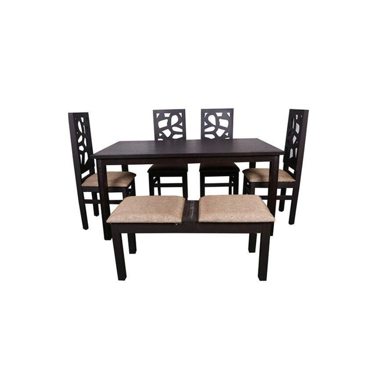 Antioch Solid Wooden Dining Table 6 Seater (4 chair + 1 Bench)