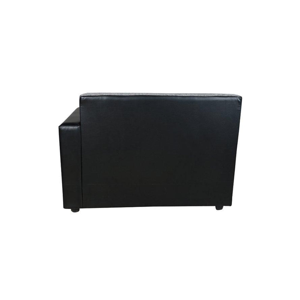 Dublin 2+1 Seater + Lounger in Fabric and Blended Silk Multi Colour Pillows and Black Art Leather