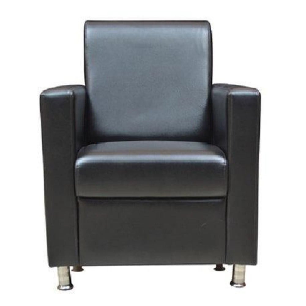 Sofia Hard Wood Leatherette Sofa Set in Black Colour with Brocade Finish