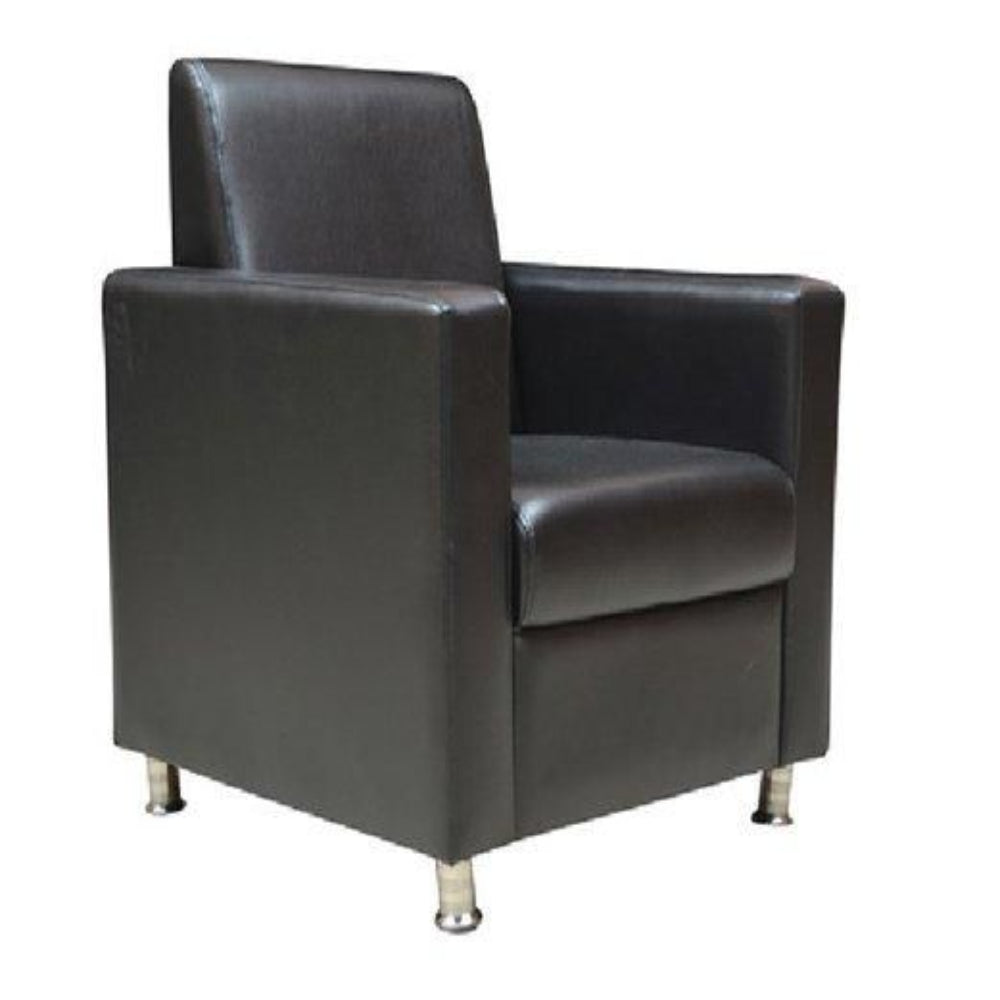 Sofia Hard Wood Leatherette Sofa Set in Black Colour with Brocade Finish