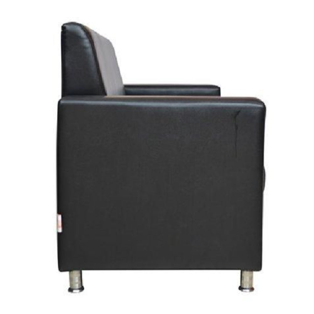 Sofia Hard Wood Leatherette Sofa Set in Black Colour with Brocade Finish