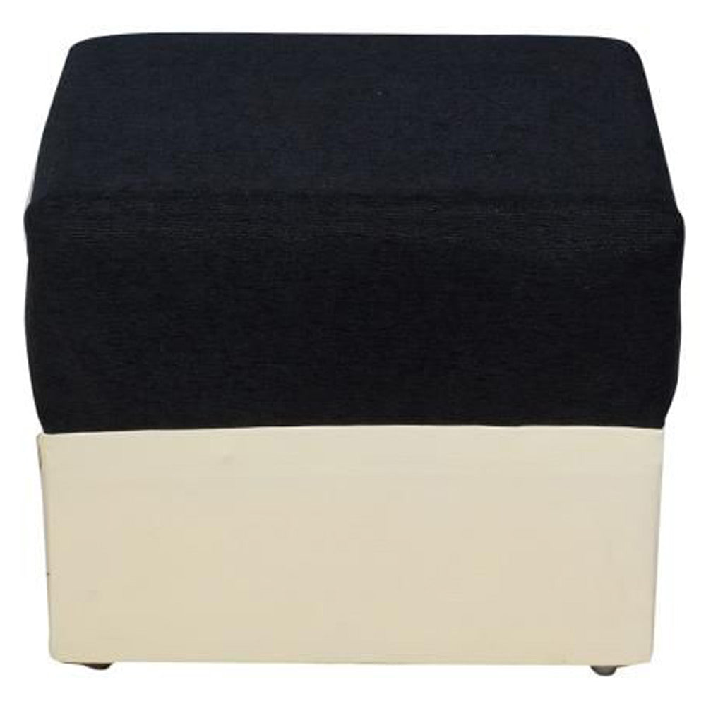 Beverly Sofa Set In Artificial Leather with Black and Cream Italian Fabric with Designer Pillows