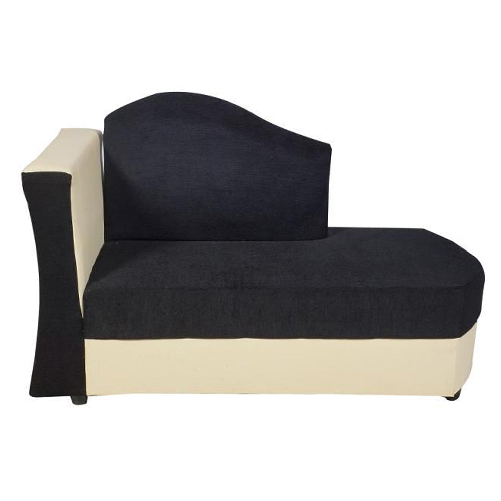 Beverly Sofa Set In Artificial Leather with Black and Cream Italian Fabric with Designer Pillows