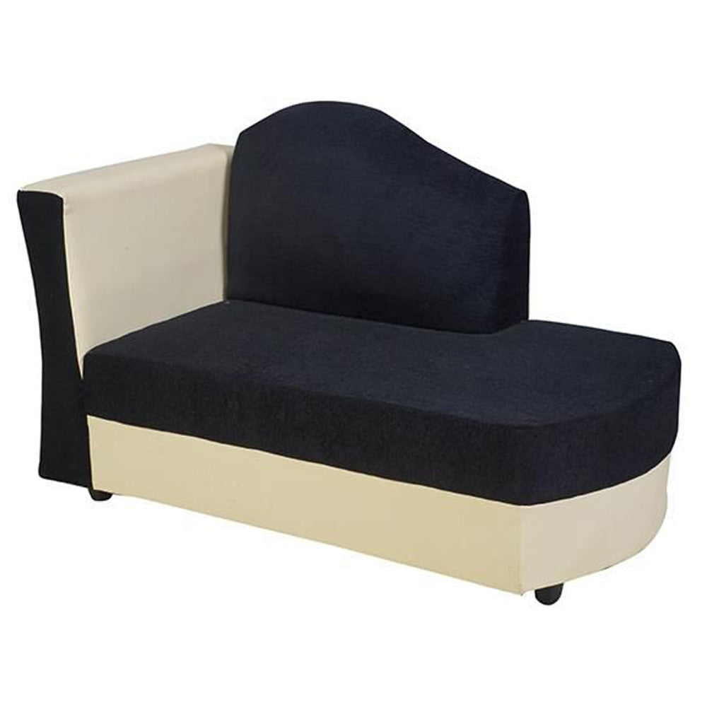 Beverly Sofa Set In Artificial Leather with Black and Cream Italian Fabric with Designer Pillows