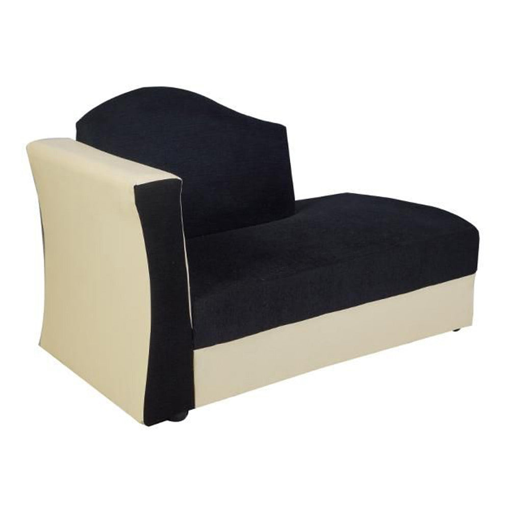 Beverly Sofa Set In Artificial Leather with Black and Cream Italian Fabric with Designer Pillows