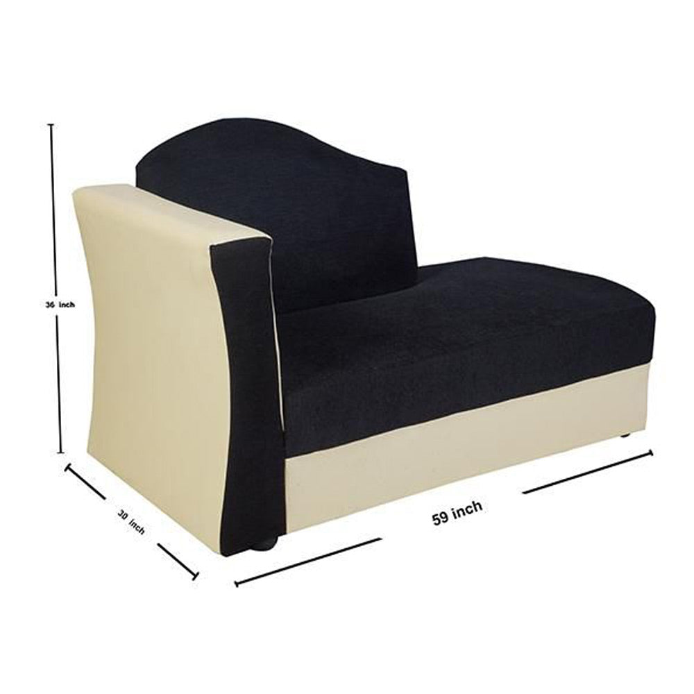 Beverly Sofa Set In Artificial Leather with Black and Cream Italian Fabric with Designer Pillows