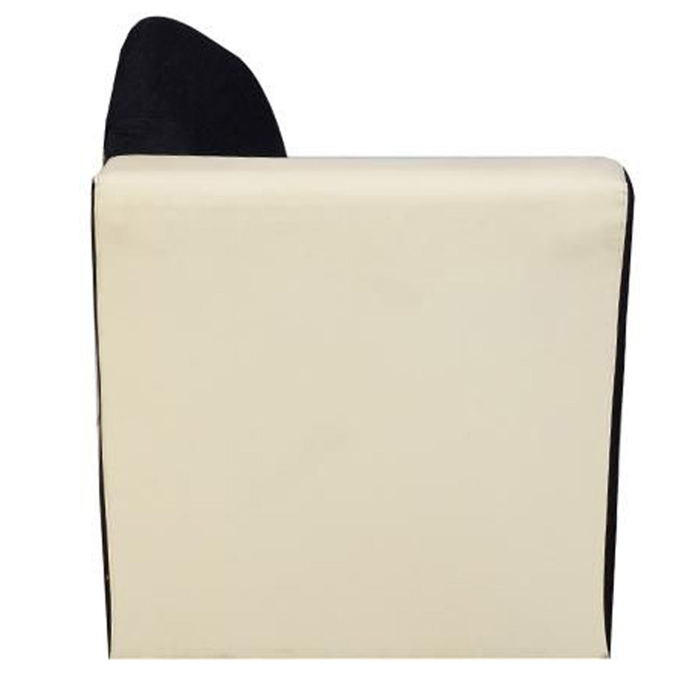 Beverly Sofa Set In Artificial Leather with Black and Cream Italian Fabric with Designer Pillows