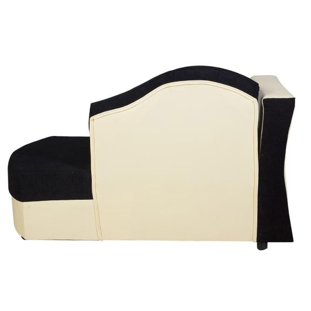 Beverly Sofa Set In Artificial Leather with Black and Cream Italian Fabric with Designer Pillows