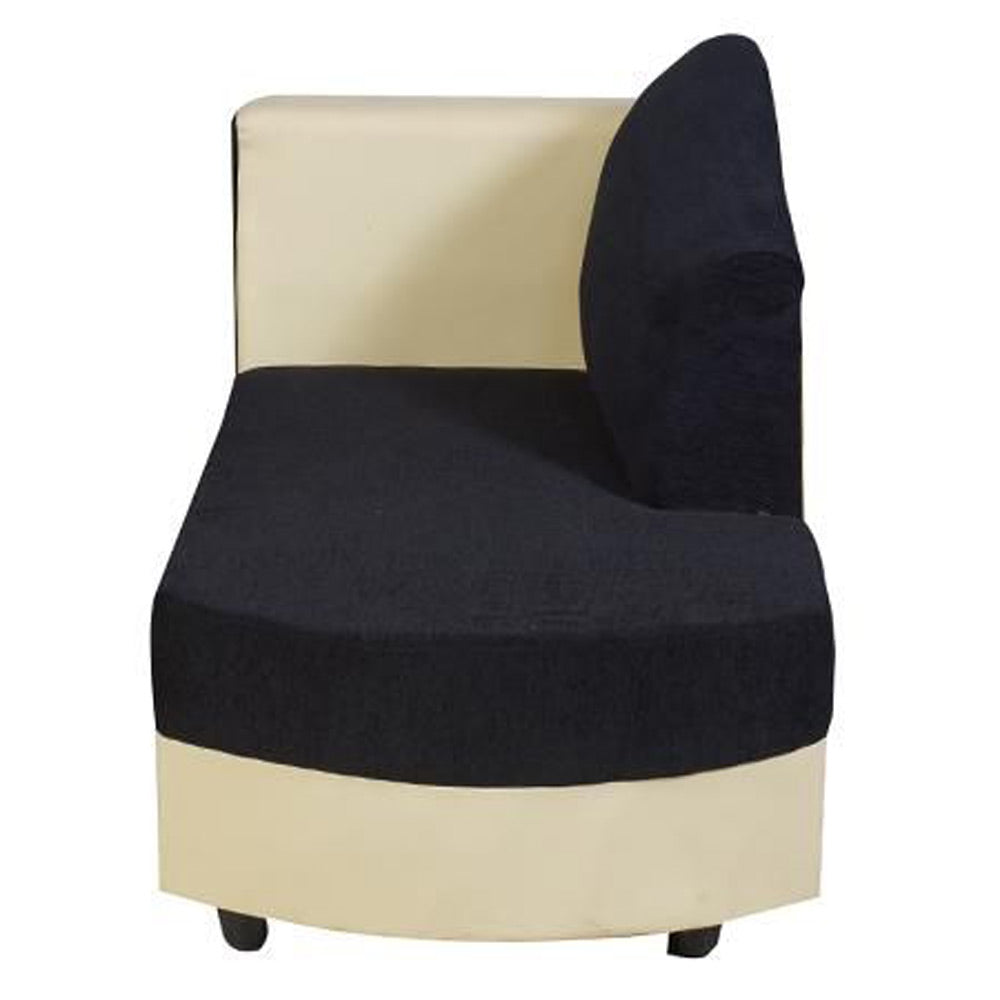 Beverly Sofa Set In Artificial Leather with Black and Cream Italian Fabric with Designer Pillows