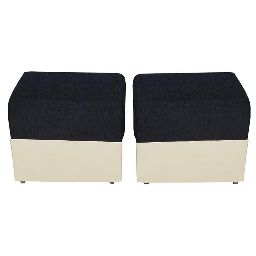 Beverly Sofa Set In Artificial Leather with Black and Cream Italian Fabric with Designer Pillows