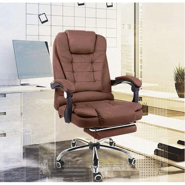 Harward Office Chair With Massager & Footrest In Brown Colour